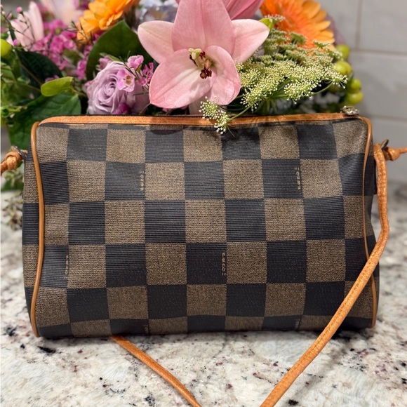Fendi Black and Tan Checkered Crossbody Bag - Picture 8 of 15